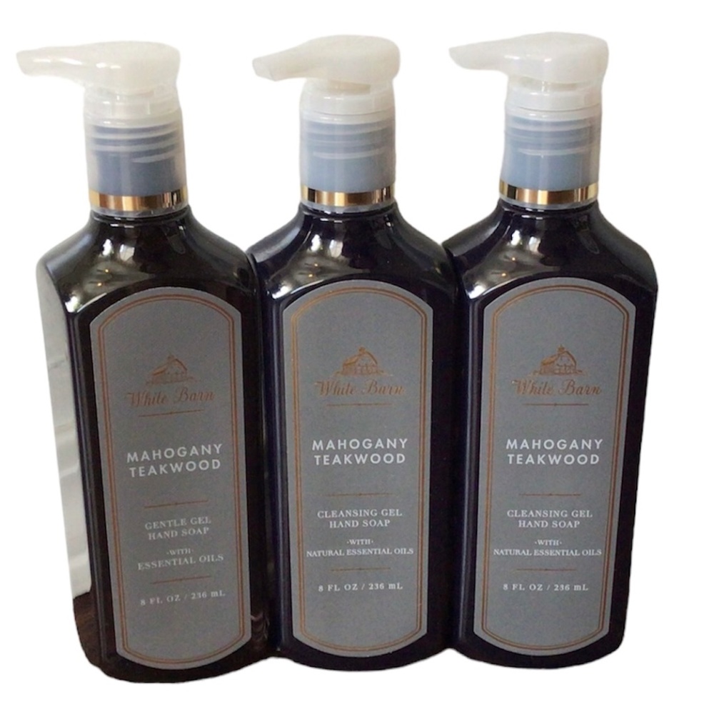 3 White Barn Bath & Body Works Mahogany Teakwood Cleansing Gel Hand Soap New